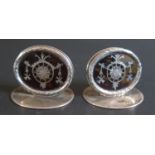 A Cased Date Matched Pair of George V Silver and Tortoiseshell Menu Holders, Birmingham 1913/1917,