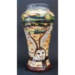 A Modern Moorcroft Limited Edition Barn Owl Decorated Vase by Anji Davenport, 143/350, 26.5cm