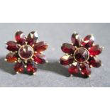 A Pair of 9ct Gold and Garnet Set Flower Head Stud Earrings, 20mm spread, 5.2g