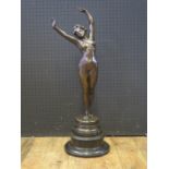 'LE REVEIL Par David' _ DAVID, Fernand (1872-1927, French) An Art Deco Bronze Nude Sculpture of a