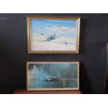 Barrie A F Clark Spitfire Print & J Pritchard Spitfire Escort Scene Framed & Glazed