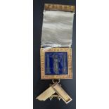 A 9ct Gold and Enamel Masonic PRIMUS 'Jewel', 27.5g gross