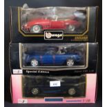 Three Burago and Maisto 1:18 Scale Jaguars in Boxes