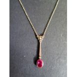 A 9ct Yellow Gold, Ruby and Seed Pearl Necklace, 2g