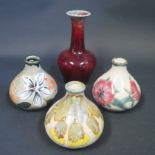 A Cobridge Sang de boeuf Vase (15.5cm) and three others