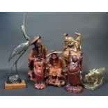Chinese Carved Treen Immortals etc., largest 29cm
