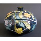 A Modern Moorcroft Limited Edition Floral Decorated Pot with Cover by Sian Leeper 36/50 2002, 10cm