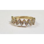 A 9ct Yellow Gold and White Stone Zigzag Dress Ring, size L, 2g