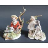 Two Capodimonte Porcelain Figural Groups, tallest 11.5cm