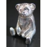 An Edward VII Silver Novelty Teddy Bear Pepper, Birmingham 1909, William Vale & Sons, 37mm