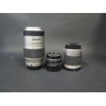Three Pentax Camera Lenses including 80-320, 1:1.7 50mm and FAJ 1:3.5(22)-5.6(38) 28-80mm