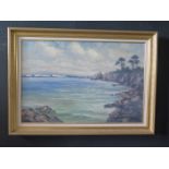Coastal Scene Painting On Canvas By D Moody? Framed 90cm x 60cm