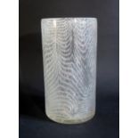 A Glass Sleeve Vase with wavy opaque decoration, 25.5cm high