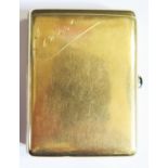 A Cartier 14K Gold Cigarette Case with cabochon button, stamped marks and no. 3104, 77x60mm, 93.5g