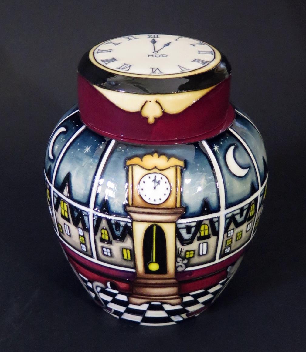 A Modern Moorcroft Limited Edition Nursery Rhyme Series Hickory Dickery Dock Ginger Jar decorated