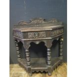 A 19th Century Carved Oak Pier Table with single frieze drawer and shelf below, 91cm wide