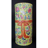 A Nineteenth Century Chinese Famille Rose Lobed Sleeve Vase decorated with a stork, fenghuang, duck,