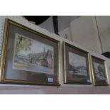 Three Watercolours by Harry Sheldon, C20th German Artist, Student of LS Lowry including 'Low Tide'