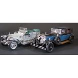 Two Franklin Mint Rolls Royce: 1929 Phantom 1 (missing mascot) and Silver Ghost (damaged