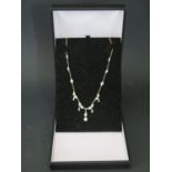 A Boxed 9ct Gold, Pearl and Turquoise Necklace, 44cm, 5g