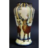 A Modern Moorcroft Red Deer Decorated Vase 2002, 178/350, boxed