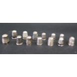 A Collection of Thirteen Silver Thimbles including four Chester (three Charles Horner and one Olney,