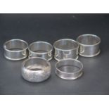 Two Pairs of Birmingham Silver Napkin Rings and two others, 64.3g