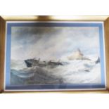 Thomas Bush Hardy Maritime Watercolour Of A Shipwreak Off The Coast Of Ambleteuse France
