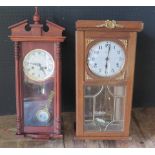 Two Vintage Wooden Wall Clocks