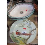A Pair of Early Victorian Minton Plates, two other plates and pair of Victorian shaped dishes