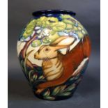 A Modern Moorcroft Trial Vase Decorated with Running Hares, dated 25.11.02 and marked MASTER, 21cm