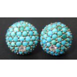 A Pair of Kutchinsky Turquoise and Diamond Clip Earrings in 18ct yellow gold settings, 20mm
