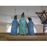 Three Carved Wooden Penguins