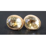 A Pair of 9ct Gold and Citrine? Stud Earrings, 12x10mm, 2.7g