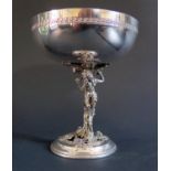 A Silver Plated Cup with the stem cast as a figure of Pan, 12cm tall