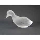 A Baccarat Frosted Glass Duck, c. 12cm long