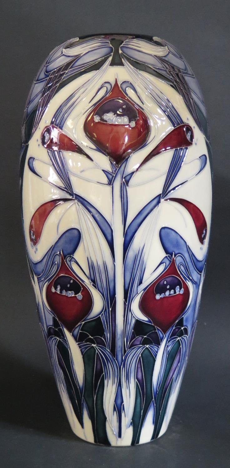 A Modern Moorcroft Limited Edition Stylised Foliate Decorated Vase by Emma Bossons 2001, 173/200,