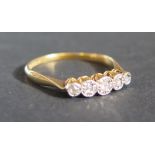 An 18ct Yellow Gold and Diamond Five Stone Ring, size Q, 1.9g