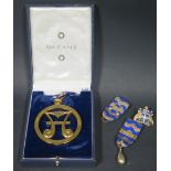 A Sterling Silver Gilt WORSHIPFUL COMPANY OF WATER CONSERVATORS PAST MASTER Medallion on sash etc.