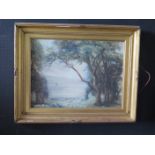 Oil On Board Costal Scene Painting By Sidney D Moss 1919 Gilt Framed 75cm x 55cm