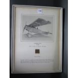 Fokker D-VII "U.10" Original Fabric Mounted In A Presentation Frame 41cm x 53cm.