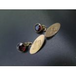 A Pair of Masonic 15ct Yellow Gold and Garnet Cufflinks 5g