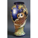 A W. Moorcroft Limited Edition Tawny Owl Vase by Philip Gibson 2004, 99/100, 31cm