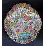 A 19th Century Chinese Porcelain Cantonese Famille Rose Dish, 26.5x23.5cm