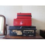 A Partridge & Cooper Deed Box and two cash tins (one with key)