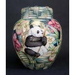 A Modern Moorcroft Collector's Club Limited Edition Panda Decorated Ginger Jar by Sian Leeper