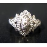 A 9ct White Gold and Diamond Dress Ring, size P, 2.3g