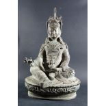 A Bronze Bodhisattva sitting on a lotus blossom, 34cm high