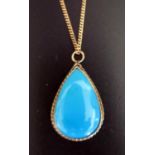 A 9ct Gold and Turquoise Pendant (32mm drop), 7.9g gross