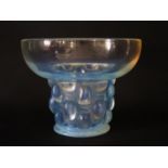 A Rene Lalique Beautrellis Blue Stained Opalescent Glass Vase, moulded mark to base, model no.989 c.